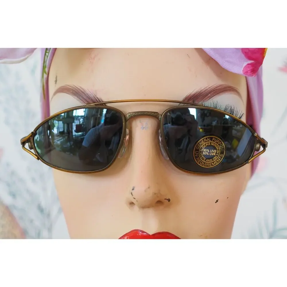 Vintage 1990s Y2K Sunglasses NOS Goth Steampunk Festival Streetwear Matrix Agent